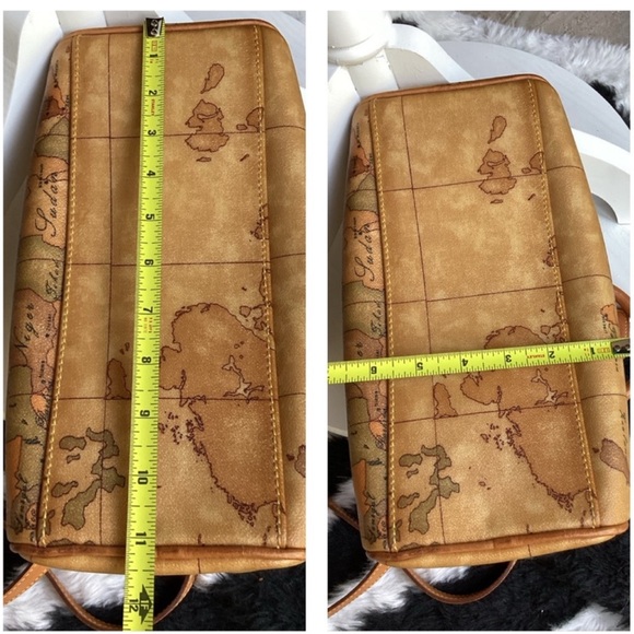 Alverio Martini Vintage Map Print Leather Handbag - Picture 6 of 8